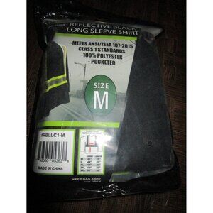 Forester Men's Class 1 Reflective Black Long Sleeve Safety T-Shirt Medium